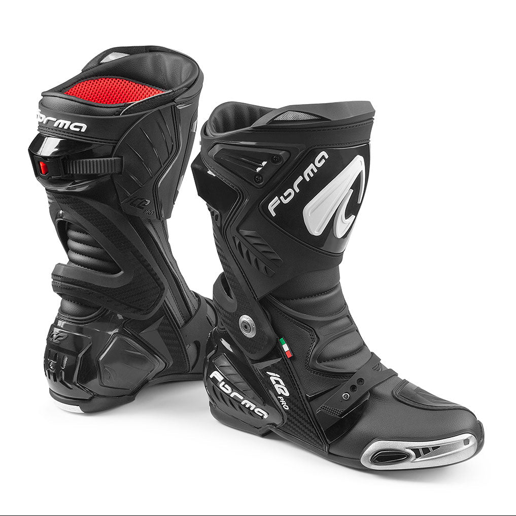 Forma ice pro boots motorcycle racing black footwear motogp gear tech track street road alpine home main support