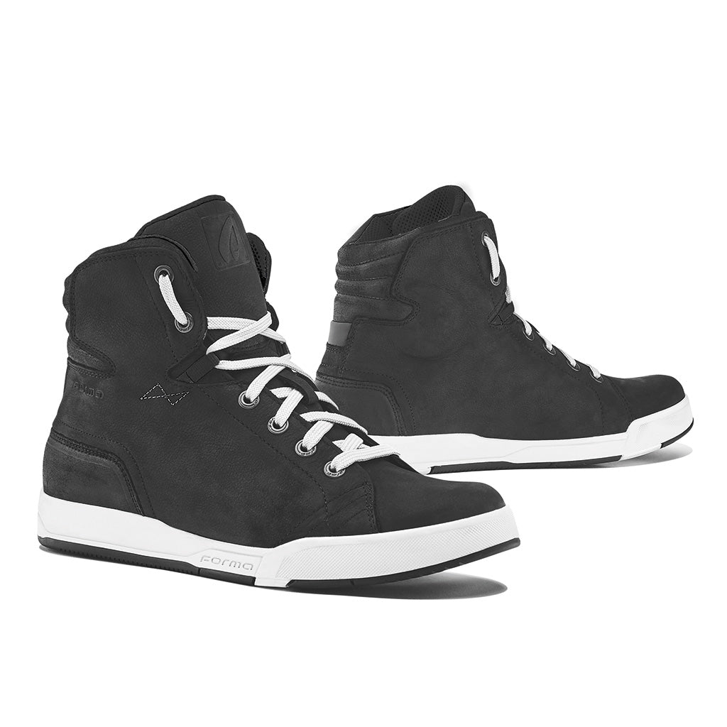 motorcycle shoes Forma Swift Dry black white ride boots comfort urban city street touring stunt riding gear and footwear