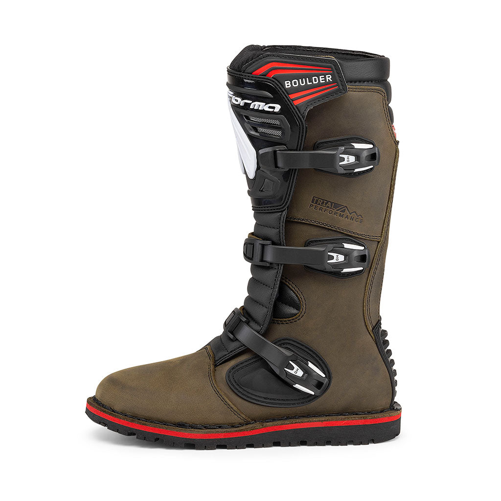 motorcycle boots | Forma Boulder brown trial trials dual adv