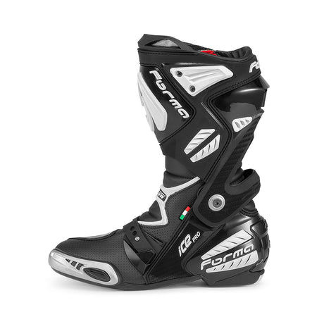 Forma ice pro boots flow motorcycle black footwear motogp racing gear tech track street road alpine home main support 